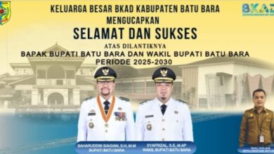 KELUARGA BESAR BKAD KABUPATEN BATU BARA Mengucapkan Selamat dan Sukses Atas dilantiknya Baharudin Siagian, S.H., M.M & Syafrizal, S.E., M.AP sebagai Bupati dan Wakil Bupati Batu Bara Periode 2025-2030 Semoga amanah dalam memimpin dan membawa Kabupaten Batu Bara menuju kemajuan dan kesejahteraan.